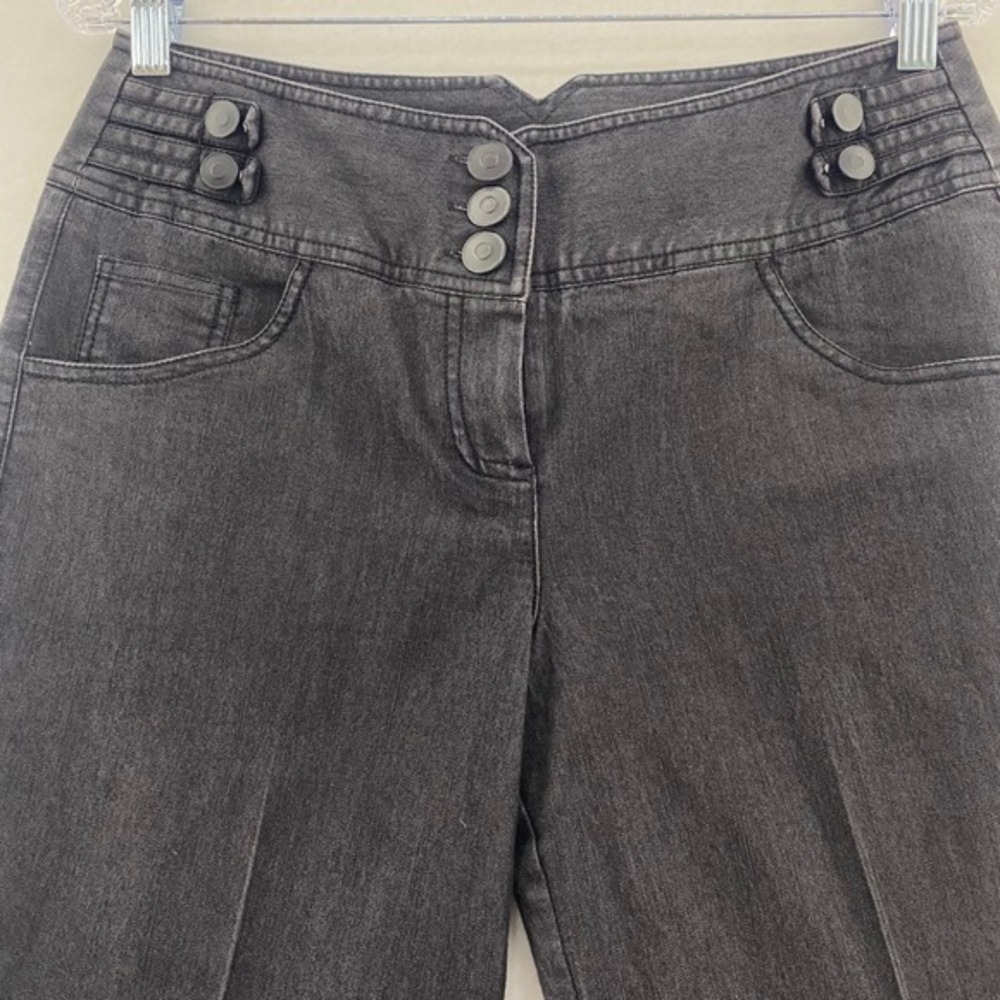 New Directions  Wide Leg Cropped‎ High Waist Black Size 8 Stretch Career Capri